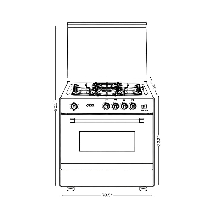 NasGas Cooking Range DG-430 - 3 Burner Single Door Stainless Steel ...