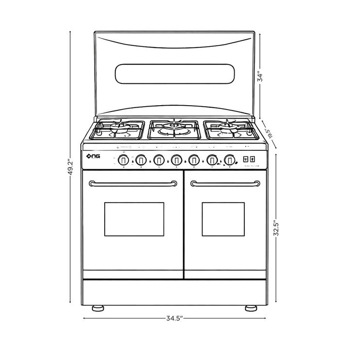 NasGas Cooking Range ECO-534 - 5 Burner Double Door Oven Stove – NASGAS ...