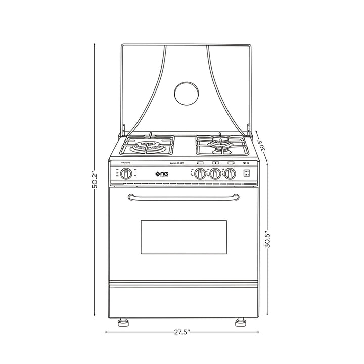 NasGas SG-327 Cooking Range 3 Burner Single Door Stainless Steel ...